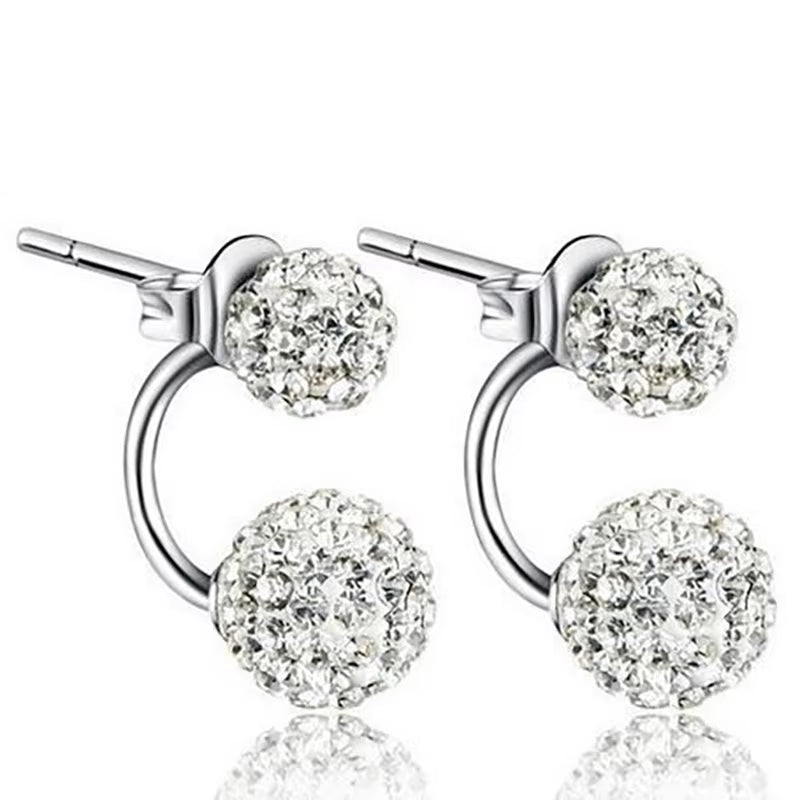 Promotion Shambhala Double Ball Design 925 Sterling Silver Color Ladies' Stud Earrings for Women Jewelry Birthday Gift Oorbellen