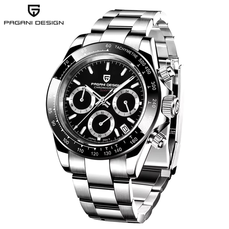 40Mm New V2 Men'S Quartz Watches Sapphire Retro Chronograph Stainless Steel Waterproof Watch Men Relogio Masculino