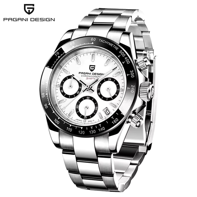 40Mm New V2 Men'S Quartz Watches Sapphire Retro Chronograph Stainless Steel Waterproof Watch Men Relogio Masculino