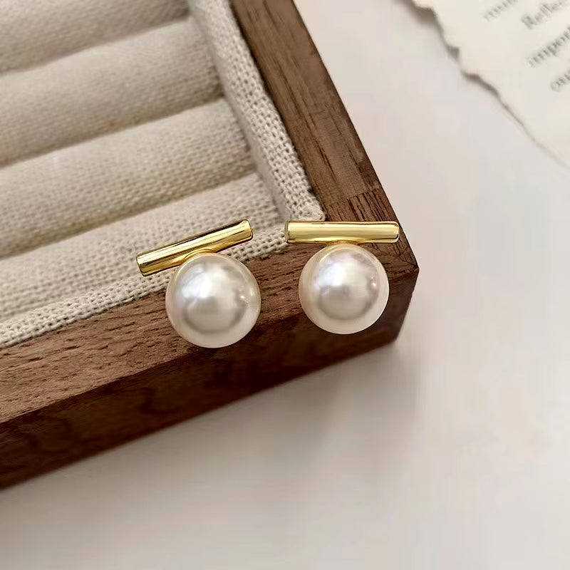 New French Minimalist Grey Imitation Pearl Pendant Earrings 2023 Fashion Jewelry Daily Wear Accessories for Girls Women‘S Party