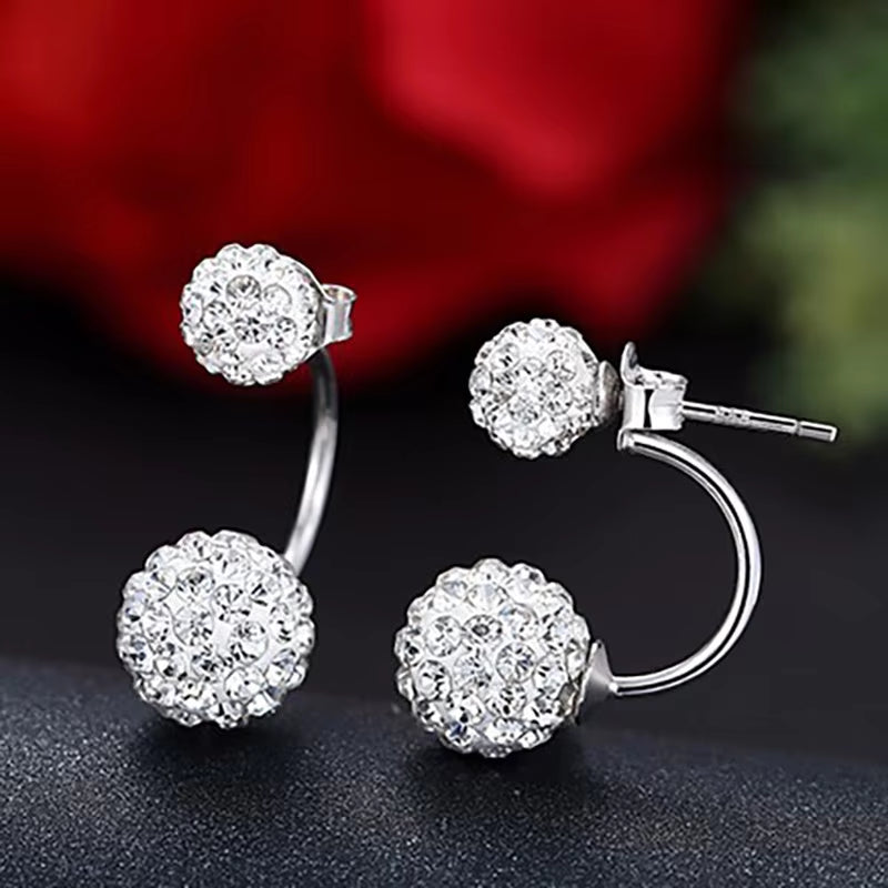 Promotion Shambhala Double Ball Design 925 Sterling Silver Color Ladies' Stud Earrings for Women Jewelry Birthday Gift Oorbellen
