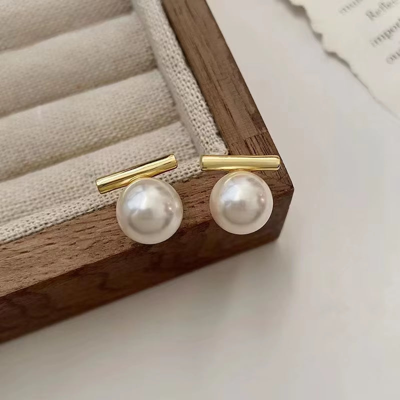 New French Minimalist Grey Imitation Pearl Pendant Earrings 2023 Fashion Jewelry Daily Wear Accessories for Girls Women‘S Party