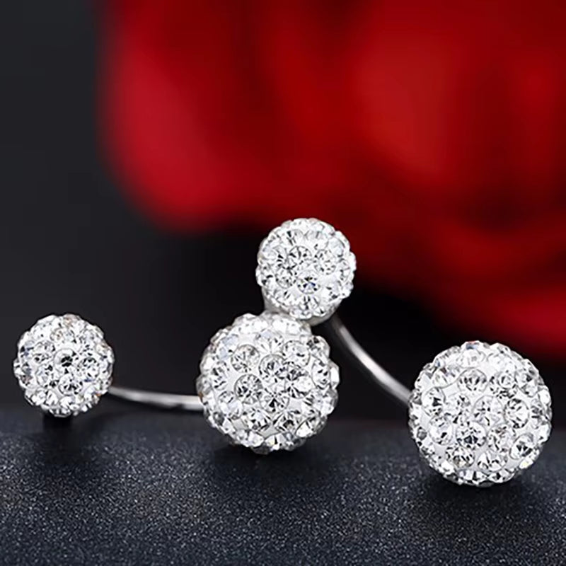 Promotion Shambhala Double Ball Design 925 Sterling Silver Color Ladies' Stud Earrings for Women Jewelry Birthday Gift Oorbellen