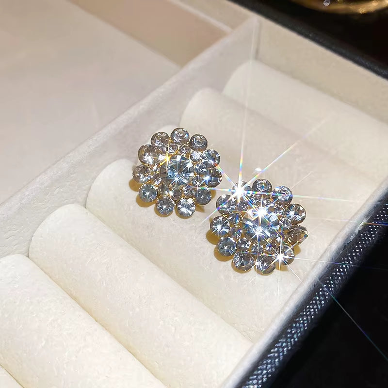 Zircon round Pearl Earrings for Women Personality Irregular Stud Earring Temperament High Sense Simple Jewelry Wedding Girl