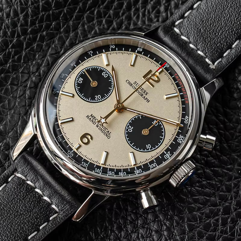 40Mm Men Army Watch 1963 Pilot Mechanical Panda Wristwatch Sapphire Air Force Watches Chronograph Official St1901Movement