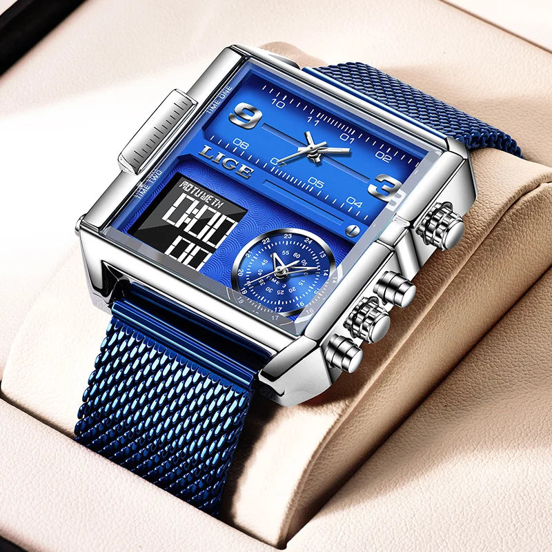 2025 Top Brand Luxury Mens Watches Square Digital Sports Quartz Wrist Watch for Men Waterproof Stopwatch Relogio Masculino