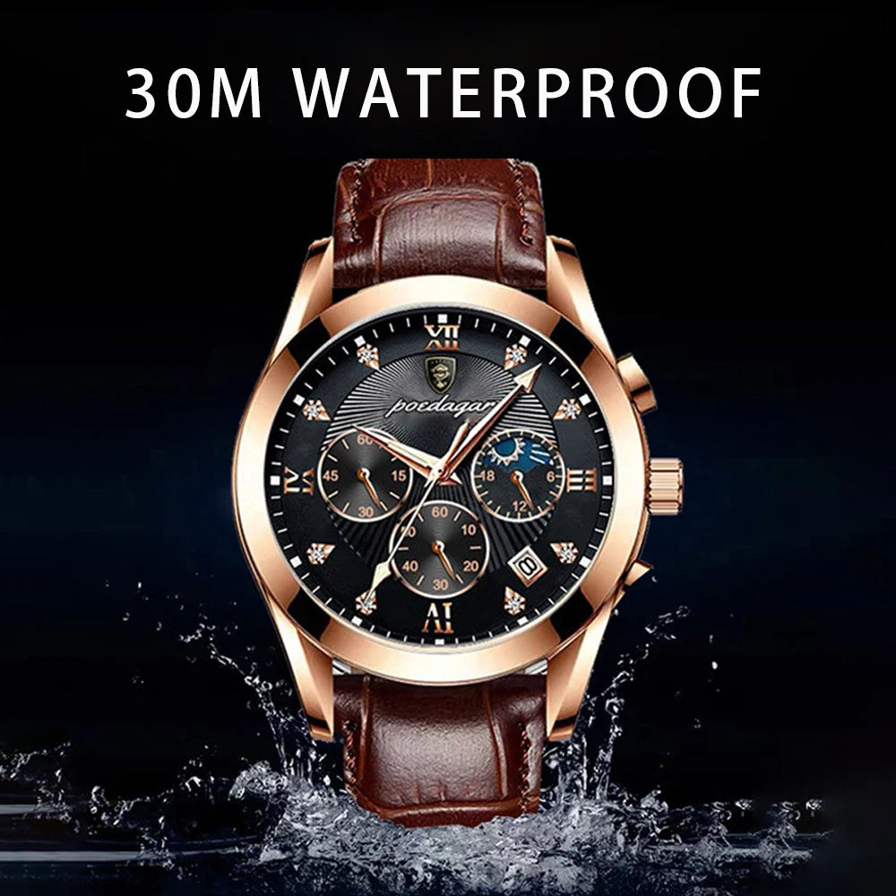 Men Watch New Top Brand Luxury Waterproof Luminous Sport Wristwatch Quartz Military Genuine Leather Relogio Masculino
