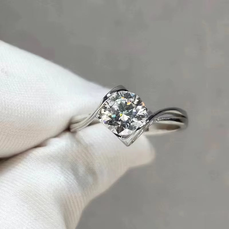 925 Sterling Silver 1 CT Moissanite Stone Ring Woman Wedding Bands Cute Romantic Engagement Jewelry