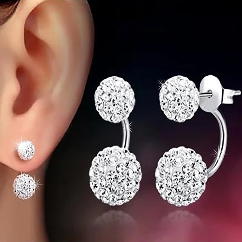 Promotion Shambhala Double Ball Design 925 Sterling Silver Color Ladies' Stud Earrings for Women Jewelry Birthday Gift Oorbellen