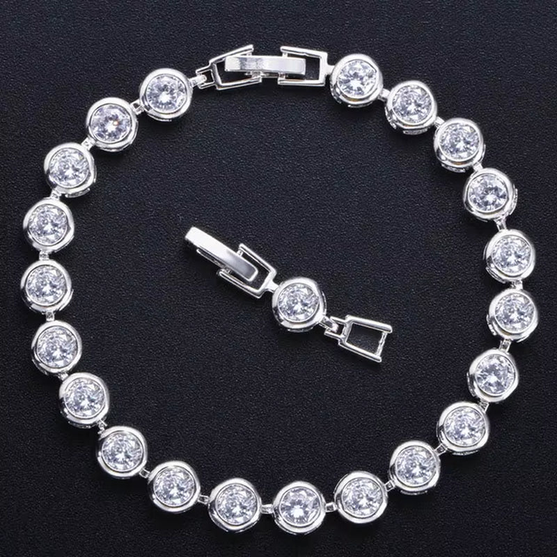 Pera Gorgeous Design Gold Color round Shape Purple Cubic Zirconia Stone Charm Link Bracelets Wedding Jewelry for Women B020