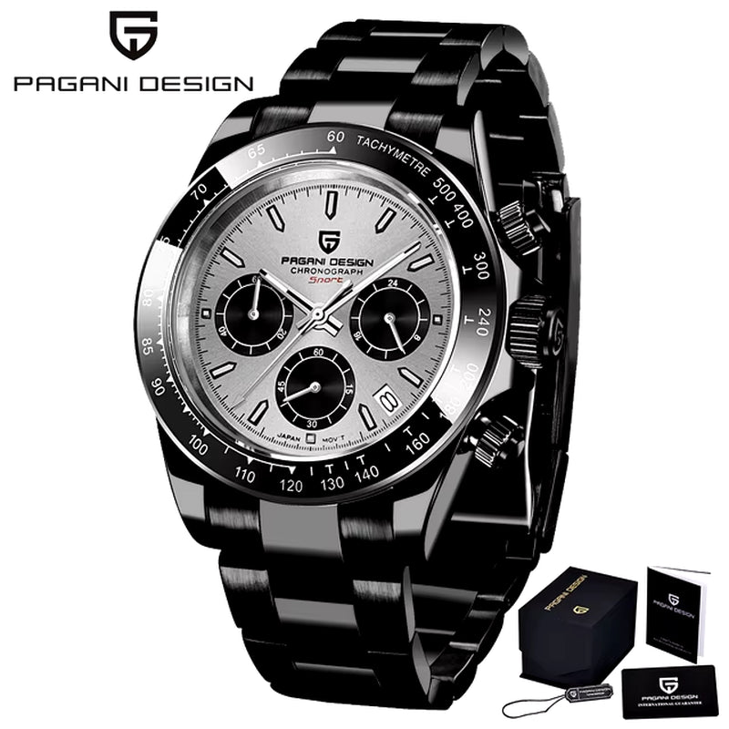 40Mm New V2 Men'S Quartz Watches Sapphire Retro Chronograph Stainless Steel Waterproof Watch Men Relogio Masculino