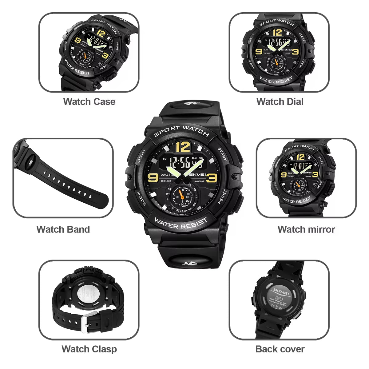 Digital Electronic Large Dial Watch Fashion Sport Watches for Men Waterproof Quartz Wristwatch Alarm Clock Horloges Mannen