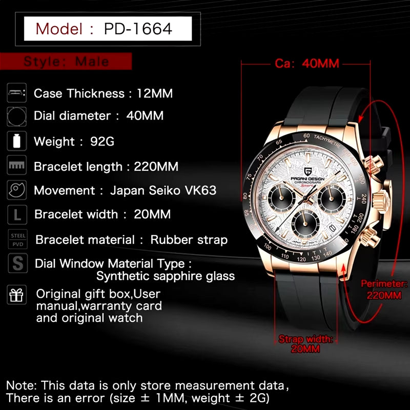 40Mm New V2 Men'S Quartz Watches Sapphire Retro Chronograph Stainless Steel Waterproof Watch Men Relogio Masculino