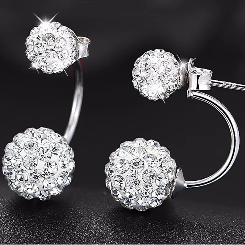 Promotion Shambhala Double Ball Design 925 Sterling Silver Color Ladies' Stud Earrings for Women Jewelry Birthday Gift Oorbellen