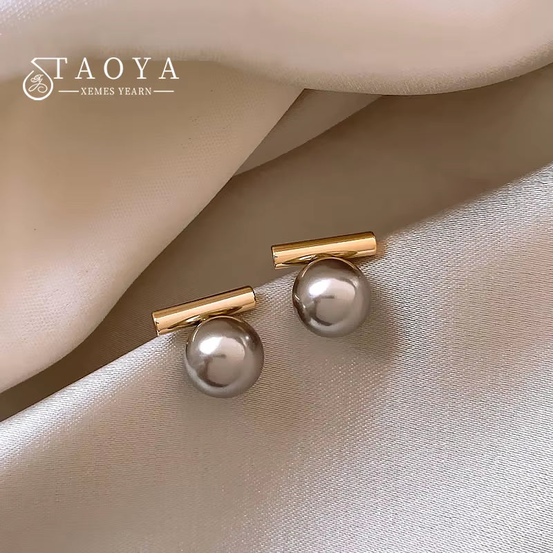 New French Minimalist Grey Imitation Pearl Pendant Earrings 2023 Fashion Jewelry Daily Wear Accessories for Girls Women‘S Party