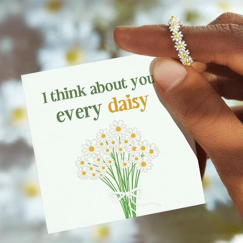 925 Sterling Silver Opening Women’S Rings New Small Daisy Designed Finger Accessories Fresh Exquisite Daily Wear Jewelry