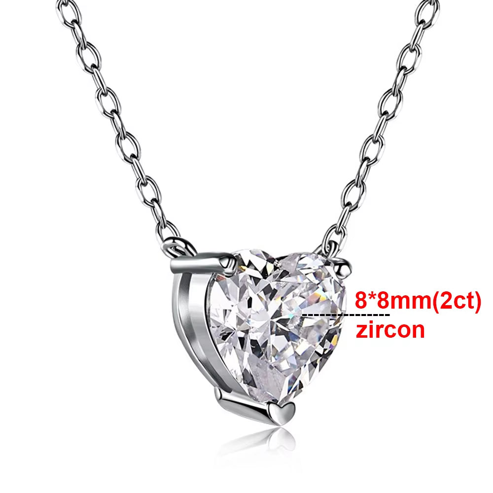 4 Carat Heart Shape Moissanite Pendent Necklace for Women D Color VVS Diamond with Certificate S925 Silver Plated 18K Neck Chain