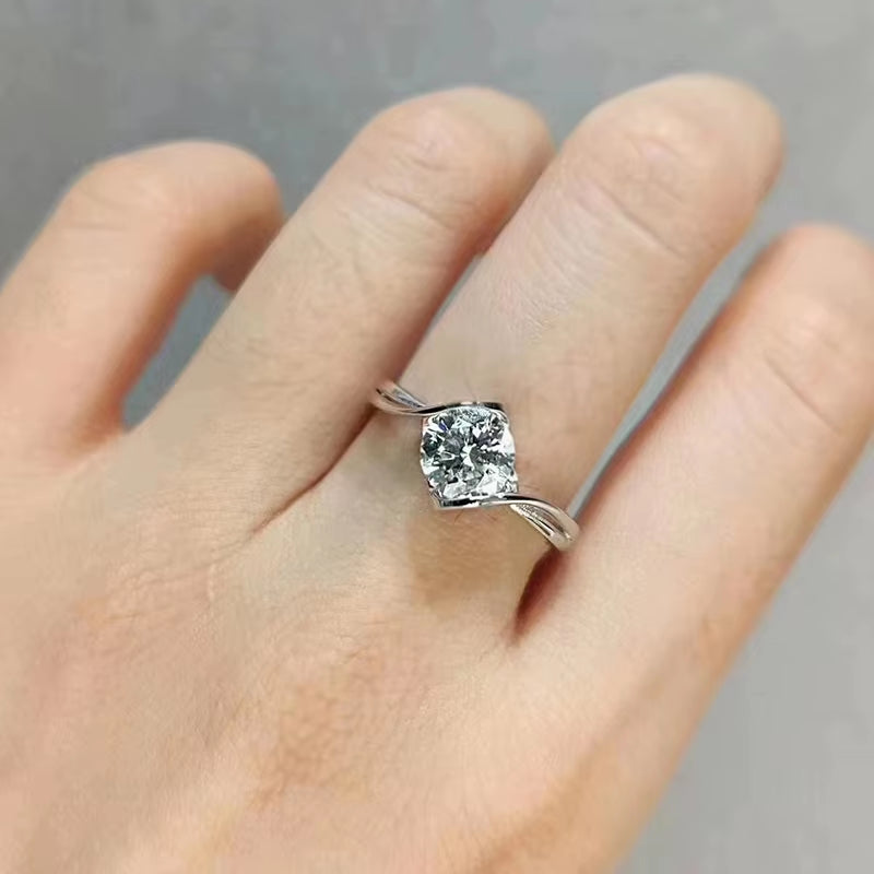 925 Sterling Silver 1 CT Moissanite Stone Ring Woman Wedding Bands Cute Romantic Engagement Jewelry