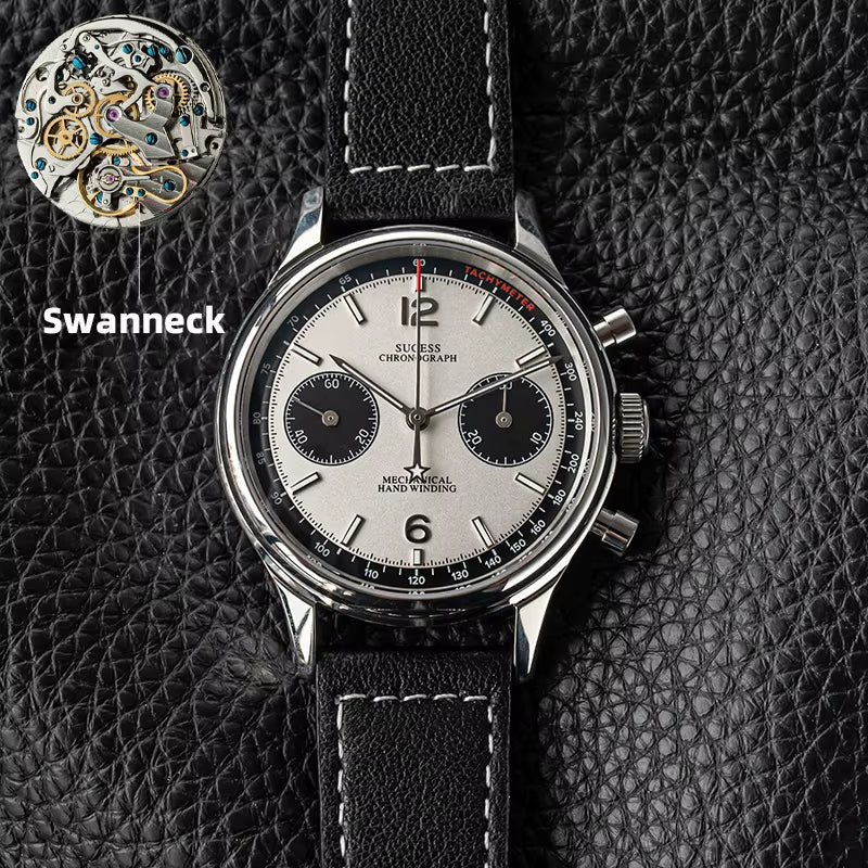 40Mm Men Army Watch 1963 Pilot Mechanical Panda Wristwatch Sapphire Air Force Watches Chronograph Official St1901Movement