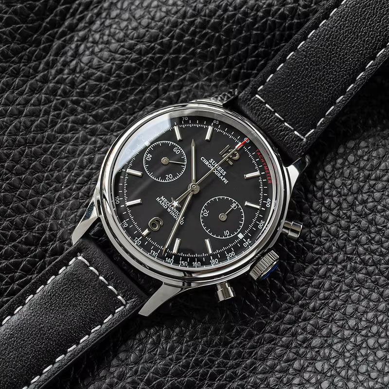 40Mm Men Army Watch 1963 Pilot Mechanical Panda Wristwatch Sapphire Air Force Watches Chronograph Official St1901Movement
