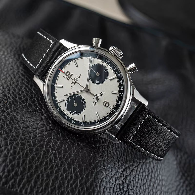 40Mm Men Army Watch 1963 Pilot Mechanical Panda Wristwatch Sapphire Air Force Watches Chronograph Official St1901Movement