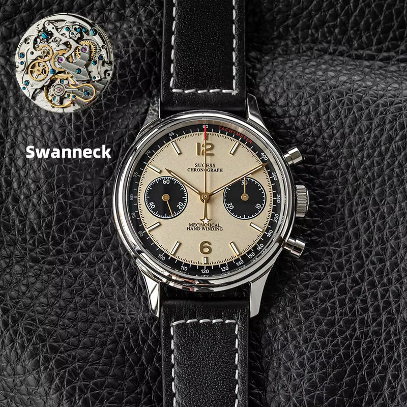 40Mm Men Army Watch 1963 Pilot Mechanical Panda Wristwatch Sapphire Air Force Watches Chronograph Official St1901Movement