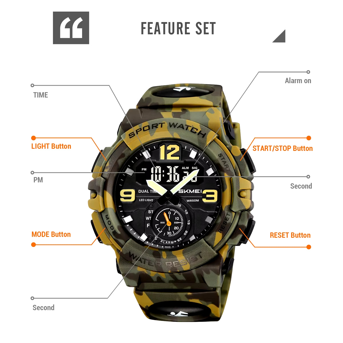 Digital Electronic Large Dial Watch Fashion Sport Watches for Men Waterproof Quartz Wristwatch Alarm Clock Horloges Mannen