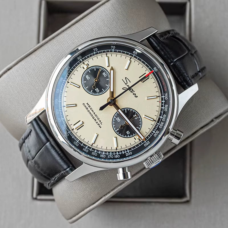 40Mm Men Army Watch 1963 Pilot Mechanical Panda Wristwatch Sapphire Air Force Watches Chronograph Official St1901Movement