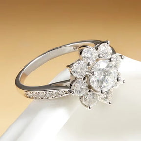 1/2CT Full Moissanite Ring S925 Silver Plated 18K Women Sunflower Engagement Wedding Rings Gifts Fine Jewelry Certificate