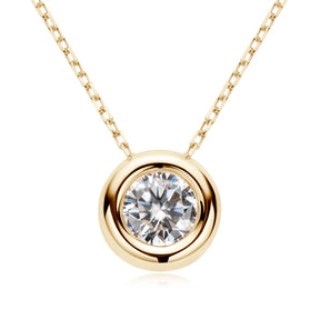 6.5Mm round Bezel Moissanite Pendant Necklace for Women 925 Sterling Silver Clavicle Chain Necklaces Jewelry Collare Mujer