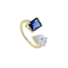 5A Cubic Zirconia CZ Rectangle Tear Drop Stone Sparking Bling Iced Out Open Adjusted Wedding Ring for Women