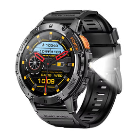 For Huawei Xiaomi New AMOLED Smart Watch Men with Flashlight Sports Waterproof Fitness Tracker Bluetooth Call Smartwatch Man+Box