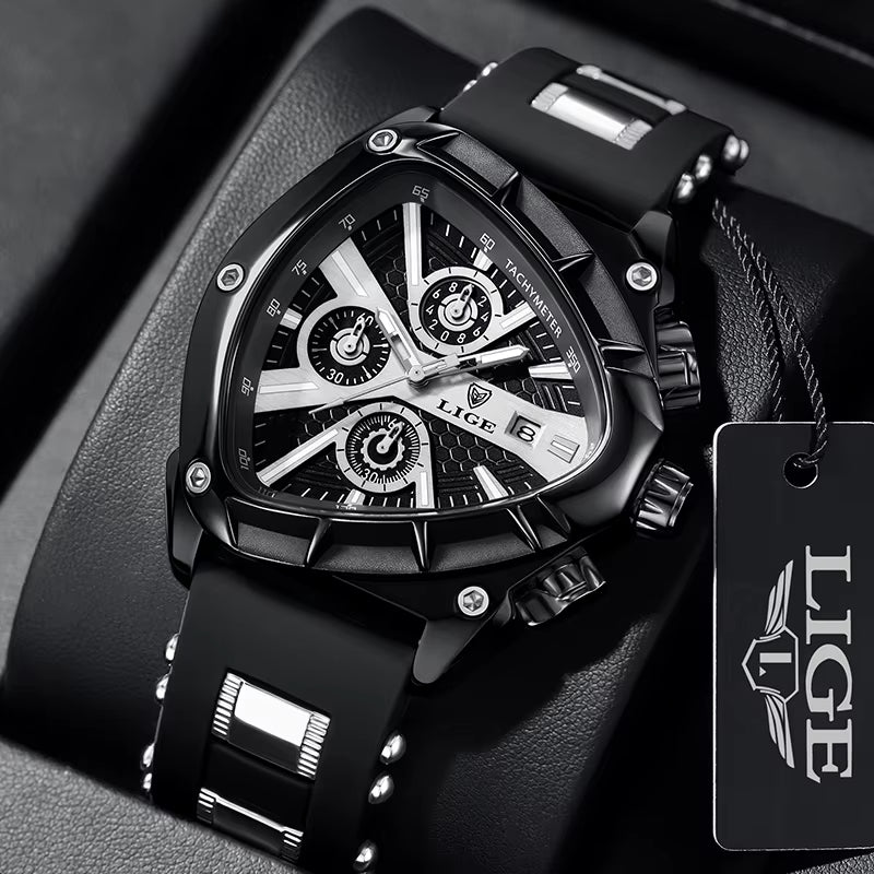 Fashion Men Watch Triangle Chronograph Military Wristwatch Sport Army Mens Watches Luxury Waterproof Quartz Clock Man Reloj