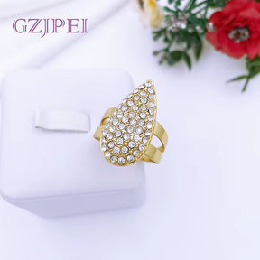 Italian 18K Gold Plated Women Jewelry Set Water Drop Pendant Necklace Earrings Bracelet Ensembles De Bijoux Plaqué or 18 Carats