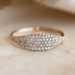 Simple Elegant Women Rings Full Bling Iced Out CZ Stone Luxury Gold Color Female Rings Wedding Party Statement Jewelry