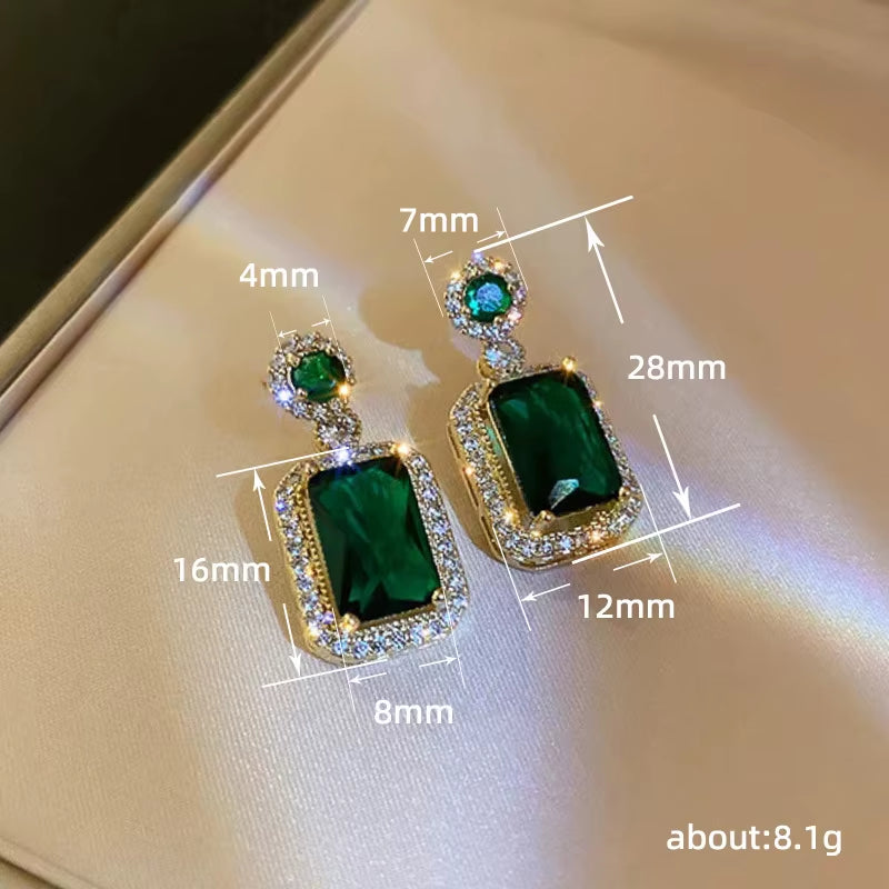 Gold Color Blue Stone Earrings Women Girl Luxury Dangle Ear Rings for Wedding Engagement Party Anniversary Jewelry Gifts KDE254