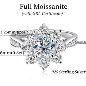 1/2CT Full Moissanite Ring S925 Silver Plated 18K Women Sunflower Engagement Wedding Rings Gifts Fine Jewelry Certificate