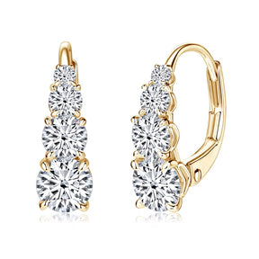 Luxury 1.86Cttw Full Moissanite Diamond Hoop Clip Earrings for Women Original 925 Sterling Silver Jewelry Vintage Earrings