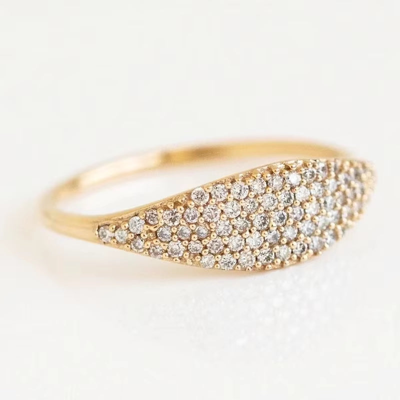 Simple Elegant Women Rings Full Bling Iced Out CZ Stone Luxury Gold Color Female Rings Wedding Party Statement Jewelry