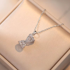 Original Design Crystal Hourglass Pendant Necklace for Women Korea Fashion Gold Color Stainless Steel Zircon Choker Jewelry Gift