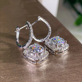 D Moissanite 3Ct Earrings 925 Sterling Silver Original Certified Moissanite 1Ct Hoop Drop Dangle Earrings 2Ct Huggie for Women