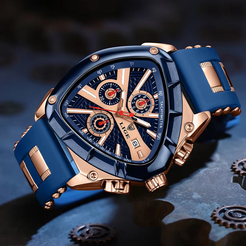 Fashion Men Watch Triangle Chronograph Military Wristwatch Sport Army Mens Watches Luxury Waterproof Quartz Clock Man Reloj