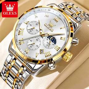 5529 Top Luxury Brand Men'S Watch Waterproof Luminous Stainless Steel Lunar Phase Timing Code Watch New Quartz Men'S Watch