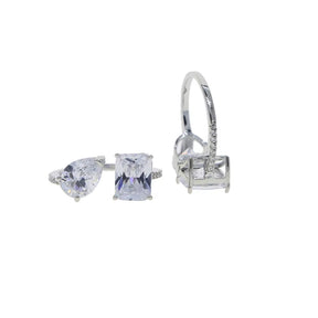 5A Cubic Zirconia CZ Rectangle Tear Drop Stone Sparking Bling Iced Out Open Adjusted Wedding Ring for Women