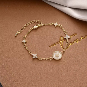 New Korean Fashion Elegant Inlaid Rhinestone Bracelets Yellow Flower Charm Bracelet for Women Gold Color Luxury Jewelry Gifts