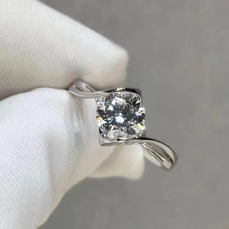 925 Sterling Silver 1 CT Moissanite Stone Ring Woman Wedding Bands Cute Romantic Engagement Jewelry