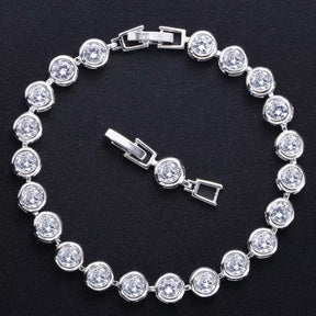 Pera Gorgeous Design Gold Color round Shape Purple Cubic Zirconia Stone Charm Link Bracelets Wedding Jewelry for Women B020