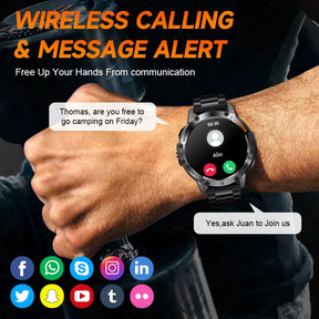 For Huawei Xiaomi New AMOLED Smart Watch Men with Flashlight Sports Waterproof Fitness Tracker Bluetooth Call Smartwatch Man+Box