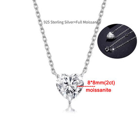 4 Carat Heart Shape Moissanite Pendent Necklace for Women D Color VVS Diamond with Certificate S925 Silver Plated 18K Neck Chain