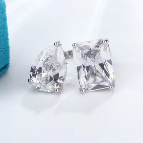 Geometric Square Waterdrop Zircon Opening Ring Female 925 Stamp Luxury Super Flash Zircon Asymmetric Ring Party Wedding Gift